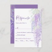 ウォーターカラー藤開花ロマン結婚ティックズ 出欠カード (正面/裏面)