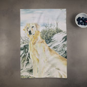 ウォーターカラー誇りを持ったゴールデンレトリバードッグ キッチンタオル