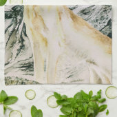 ウォーターカラー誇りを持ったゴールデンレトリバードッグ キッチンタオル (折り畳み)