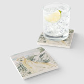 ウォーターカラー誇りを持ったゴールデンレトリバードッグ ストーンコースター (横)