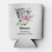 ウォーターカラー誕生日で美しいヒョウ頭 缶クーラー (正面)