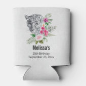 ウォーターカラー誕生日で美しいヒョウ頭 缶クーラー (裏面)