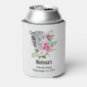 ウォーターカラー誕生日で美しいヒョウ頭 缶クーラー (缶裏面)