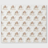 ウォーターカラー誕生日エンジェルガール ラッピングペーパー (フラット)