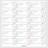 ウォーターカラー赤面ピンクローゼズゲスト住所 シール (シート)