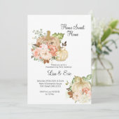 ウォーターカラー金ゴールドパンプキン引っ越し祝いパーティーパーティー招待状 招待状 (スタンド正面)