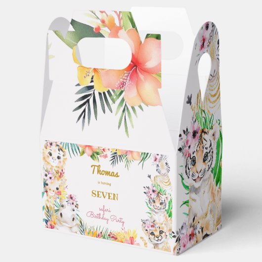 ウォーターカラー金ゴールドワイルドサファリ子供の誕生日 フェイバーボックス (オープン)