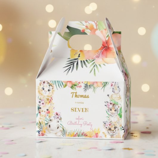 ウォーターカラー金ゴールドワイルドサファリ子供の誕生日 フェイバーボックス