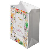 ウォーターカラー金ゴールドワイルドサファリ子供の誕生日 ミディアムペーパーバッグ (正面アングル)