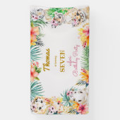 ウォーターカラー金ゴールドワイルドサファリ子供の誕生日 横断幕 (縦)