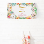 ウォーターカラー金ゴールドワイルドサファリ子供の誕生日 横断幕 (インサイチュ)