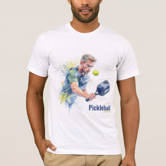 ウォーターカラー風のピックルボール選手とボール Tシャツ