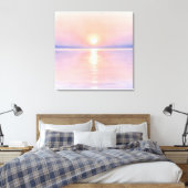ウォーターカラー風の太陽 - 海の風景アート キャンバスプリント (インサイチュ (寝室))