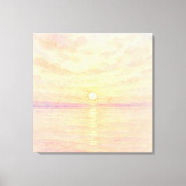ウォーターカラー風の海上のサンセットアート キャンバスプリント