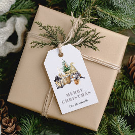 ウォーターカラー風ルスティックノーム クリスマス ギフトタグ