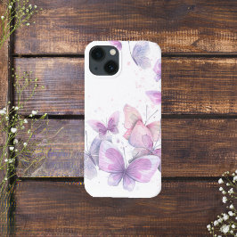 ウォーターカラー飛んでいるパステル蝶 iPhone 13ケース