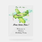 ウォーターカラー飛行機 こどもの誕生日 アクリルサイン (正面)