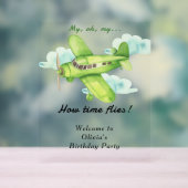 ウォーターカラー飛行機 こどもの誕生日 アクリルサイン (ニュートラル)