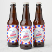 ウォーターカラー7月4日ケーキパーティー ビールラベル (ボトル)
