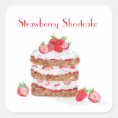 ウォーターカラー いちごショートケーキ スクエアシール (正面)