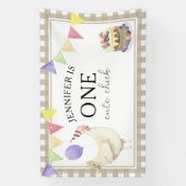 ウォーターカラー かわいいひよこ 1歳の誕生日 横断幕 (縦)