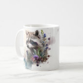 ウォーターカラー かわいい アライグマ 春の花 コーヒーマグカップ (正面左)
