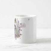 ウォーターカラー かわいい アライグマ 春の花 コーヒーマグカップ (中央)