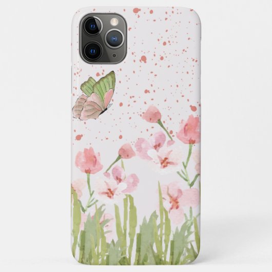 ウォーターカラー ちょうちょ 花 iphone 11 手帳型ケース Case-Mate iPhoneケース (裏面)