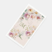 ウォーターカラー な可愛いピンクの花のモノグラムイニシャル (コーナー)