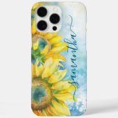 ウォーターカラー ひまわり ダーク ティール ガーリー サイン Case-Mate iPhoneケース (裏面)