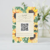 ウォーターカラー ひまわり 田舎の庭の花のQRコード 出欠カード (スタンド正面)