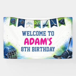 ウォーターカラー アイスホッケー 誕生日パーティーバナー 横断幕