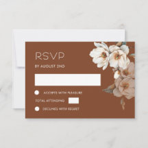 ウォーターカラー アイボリー テラコッタ フラワー RSVP カード