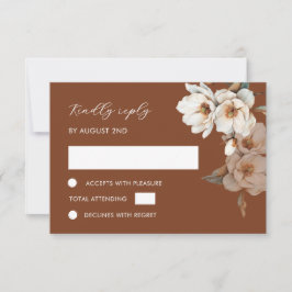 ウォーターカラー アイボリー テラコッタ フラワー RSVP カード