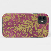 ウォーターカラー アカンサス リーブス 紫色 マゼンタ ゴールド Case-Mate iPhoneケース (裏面(横))
