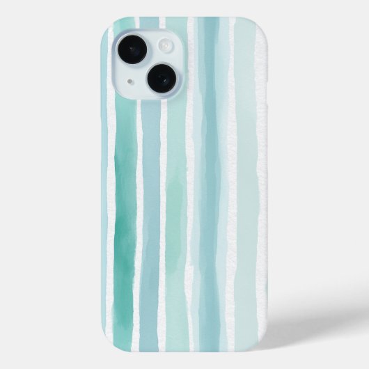 ウォーターカラー・アクア・縦ストライプ・パターン・コースト Case-Mate iPhoneケース (裏面)