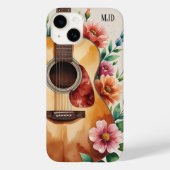 ウォーターカラー アコースティックギター フローラル Case-Mate iPhoneケース (裏面)