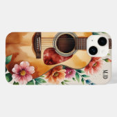 ウォーターカラー アコースティックギター フローラル Case-Mate iPhoneケース (裏面 (横))