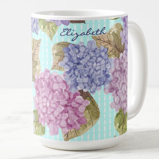 ウォーターカラー アジサイ 花 フラワー 名前入り マグカップ