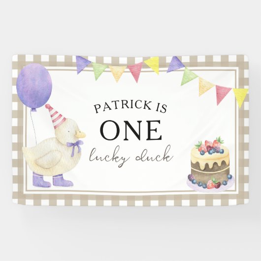 ウォーターカラー アヒルの子 1歳の誕生日 ウェルカム 横断幕 (横)