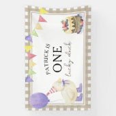 ウォーターカラー アヒルの子 1歳の誕生日 ウェルカム 横断幕 (縦)