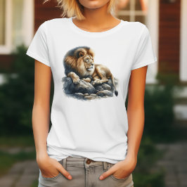 ウォーターカラー・アフリカンライオン Tシャツ