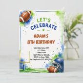 ウォーターカラー アメリカンフットボール 誕生日招待状デザイン 招待状 (スタンド正面)