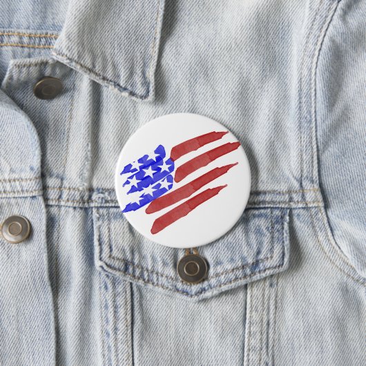 ウォーターカラー アメリカ国旗 独立記念日  缶バッジ (インサイチュ)