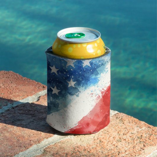 ウォーターカラー アメリカ国旗 赤 白 青 缶クーラー (インサイチュ プール)