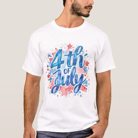 ウォーターカラー アメリカ独立記念日 パトリオティック Tシャツ (正面)
