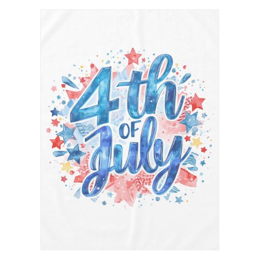 ウォーターカラー アメリカ独立記念日 愛国 テーブルクロス (正面)
