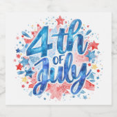 ウォーターカラー アメリカ独立記念日 愛国 ビールラベル (シングルラベル)