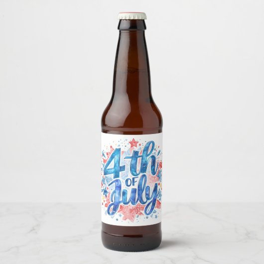 ウォーターカラー アメリカ独立記念日 愛国 ビールラベル (正面)