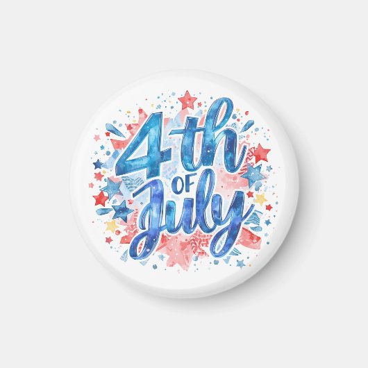 ウォーターカラー アメリカ独立記念日 愛国 マグネット (正面)